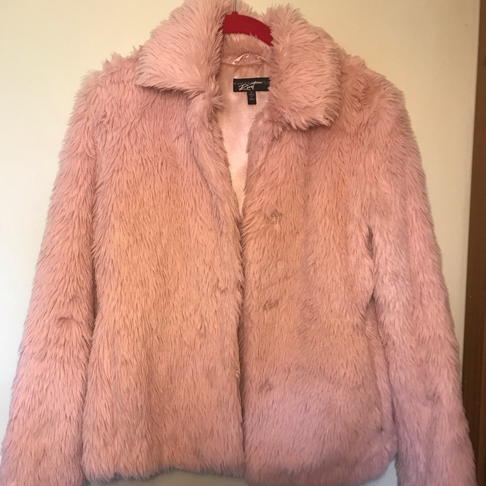Pink fur coat